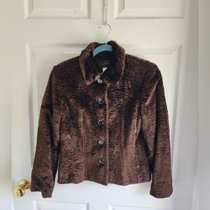 Whimsical Louben Faux Fur Dark Chocolate Cropped Jacket Size 6